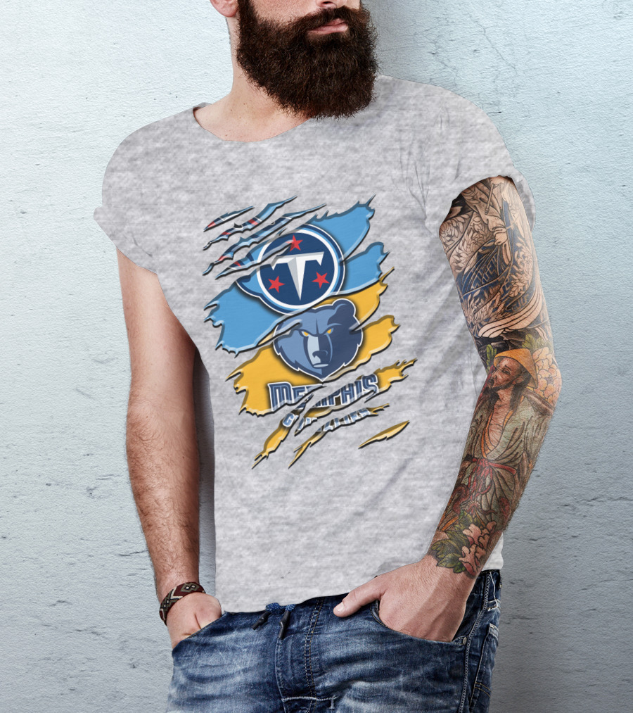 Tennessee Titans Memphis Grizzlies Logo Mashup Rah 128 T-Shirt