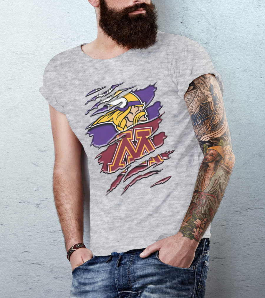 Minnesota Vikings And Golden Gophers Claw Marks Rah 133 T-Shirt