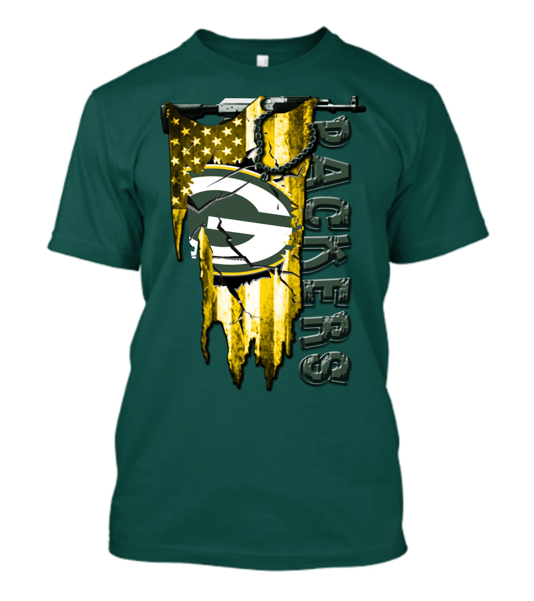 Packers Green Bay American Flag Distressed T-Shirt