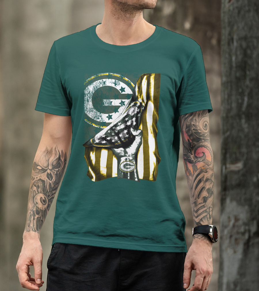 Green Bay Packers American Flag T-Shirt