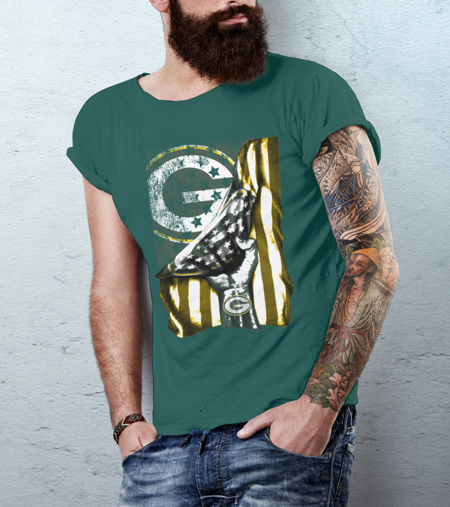 Green Bay Packers American Flag T-Shirt