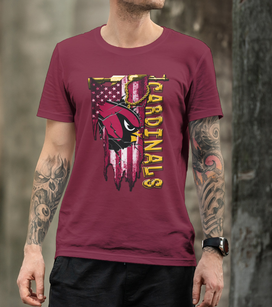 Cardinals Usa Flag And Chain T-Shirt