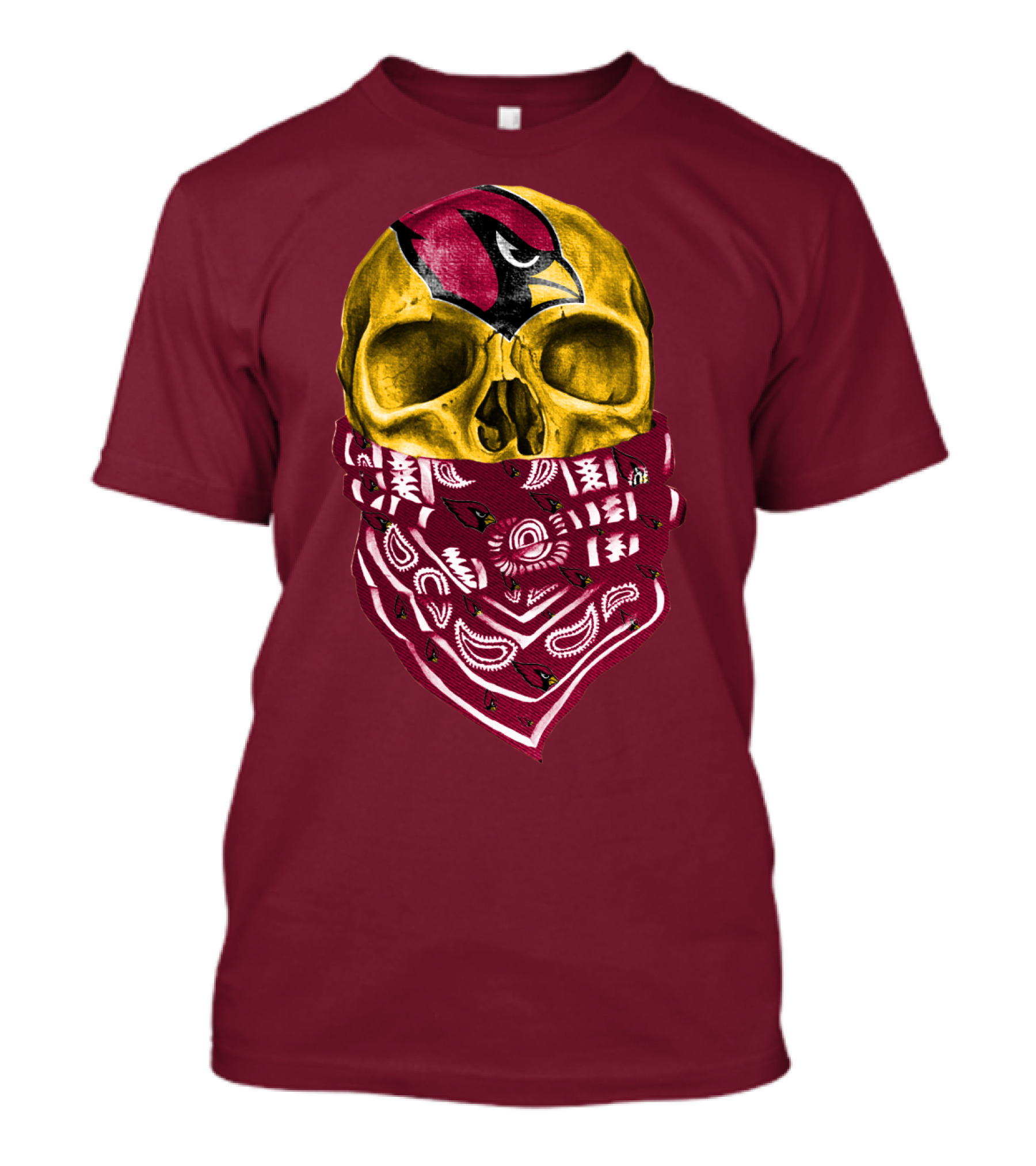 Arizona Cardinals Skull Bandana Red T-Shirt