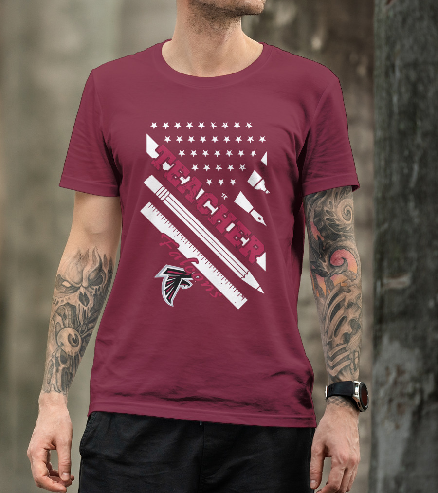 Atlanta Falcons Teacher Stars And Stationery Theme T-Shirt