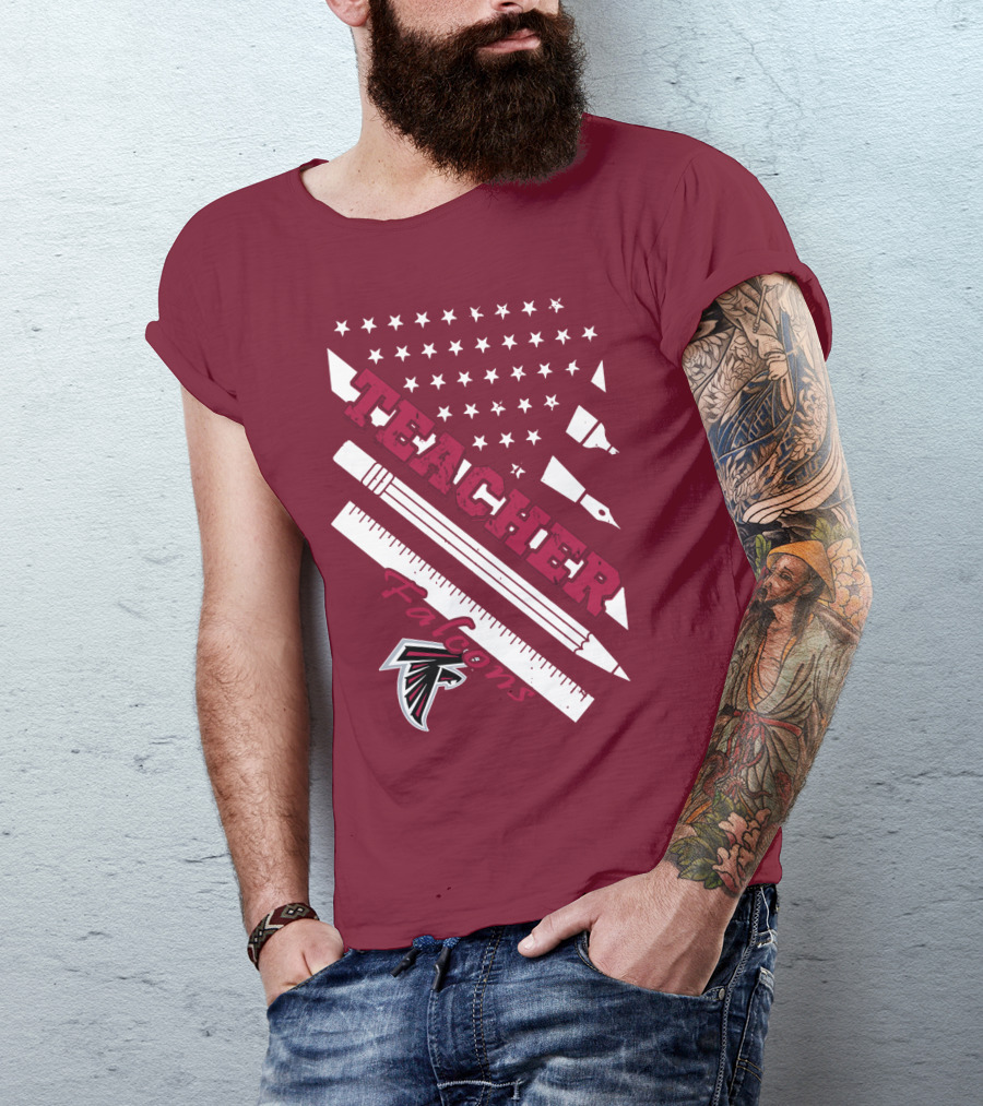 Atlanta Falcons Teacher Stars And Stationery Theme T-Shirt