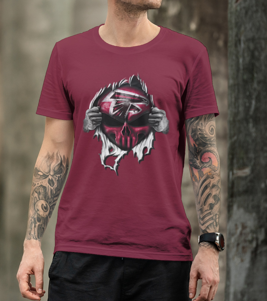 Atlanta Falcons Skull Logo Tearing T-Shirt