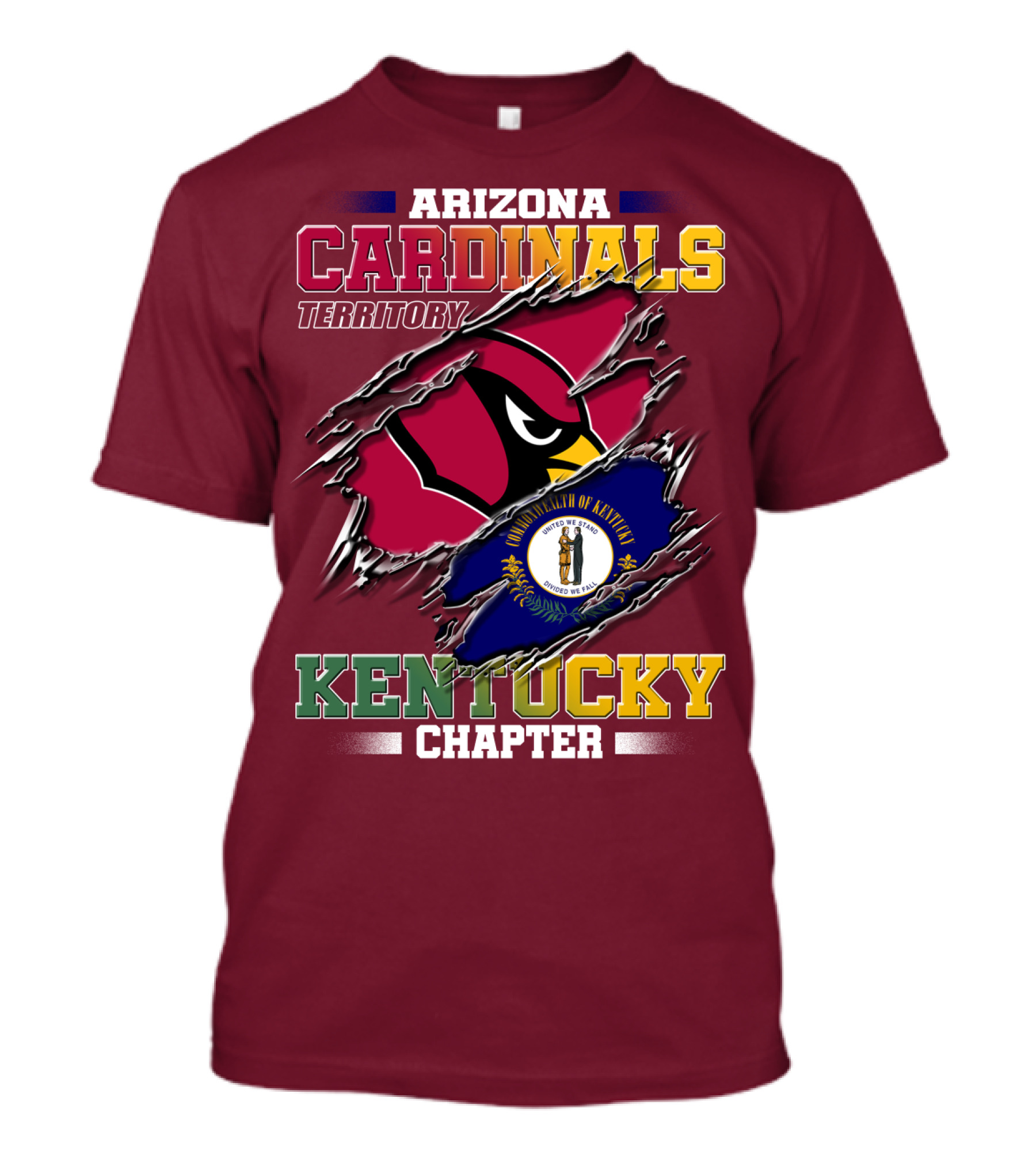 Arizona Cardinals Territory Kentucky Chapter Commonwealth Of Kentucky Flag T-Shirt