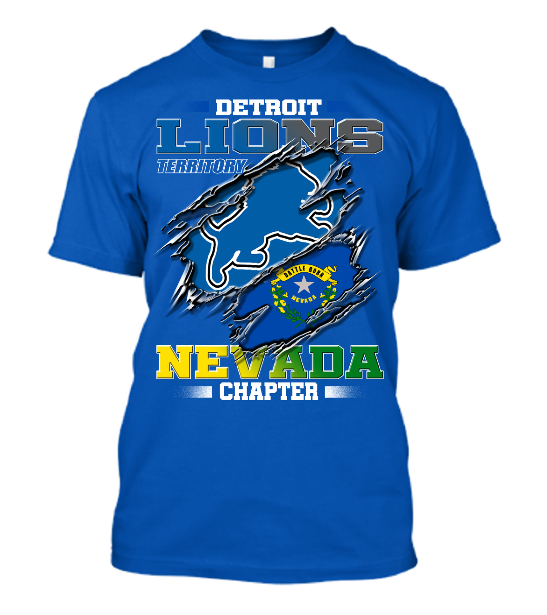 Detroit Lions Territory Nevada Chapter Battle Born T-Shirt
