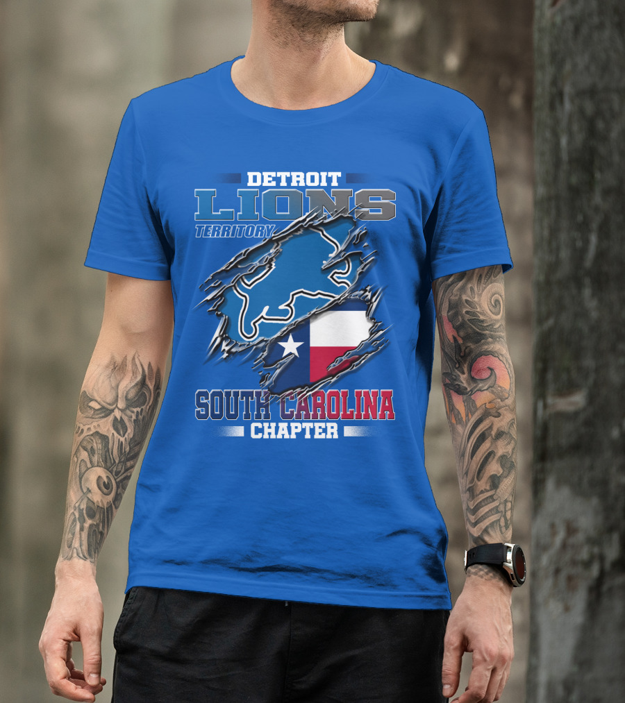 Detroit Lions Territory South Carolina Chapter Texas Flag T-Shirt