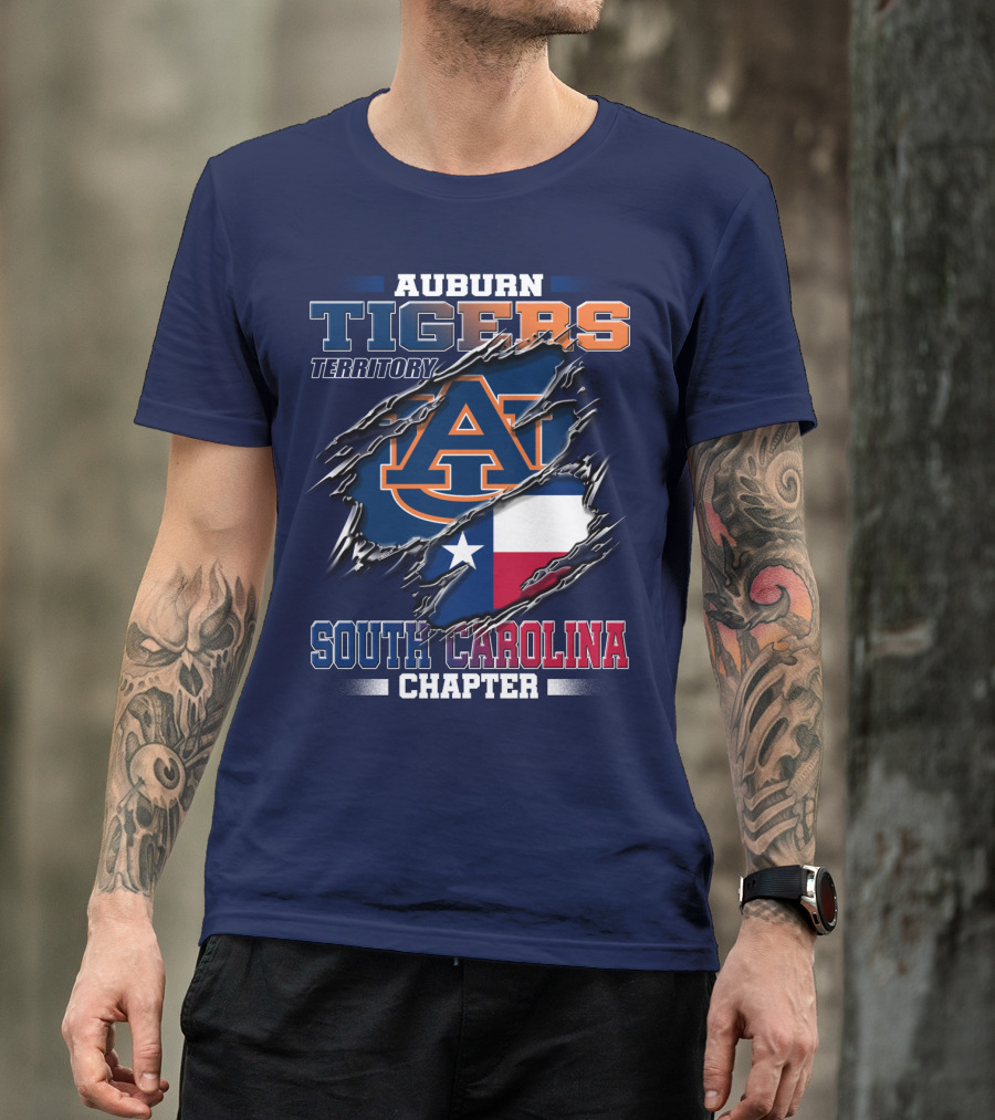 Auburn Tigers Territory South Carolina Chapter Texas Flag Icons T-Shirt