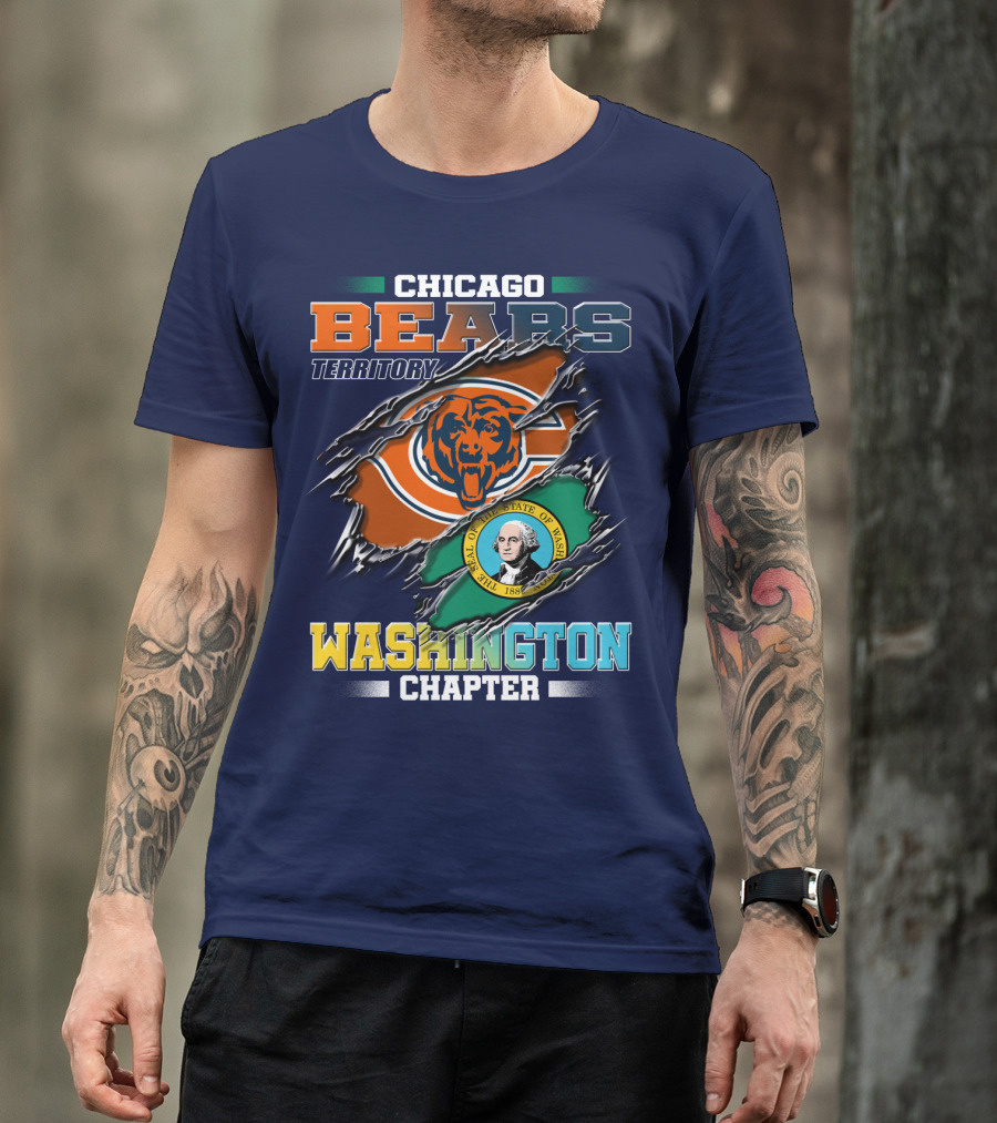 Chicago Bears Territory Washington Chapter State Flag T-Shirt