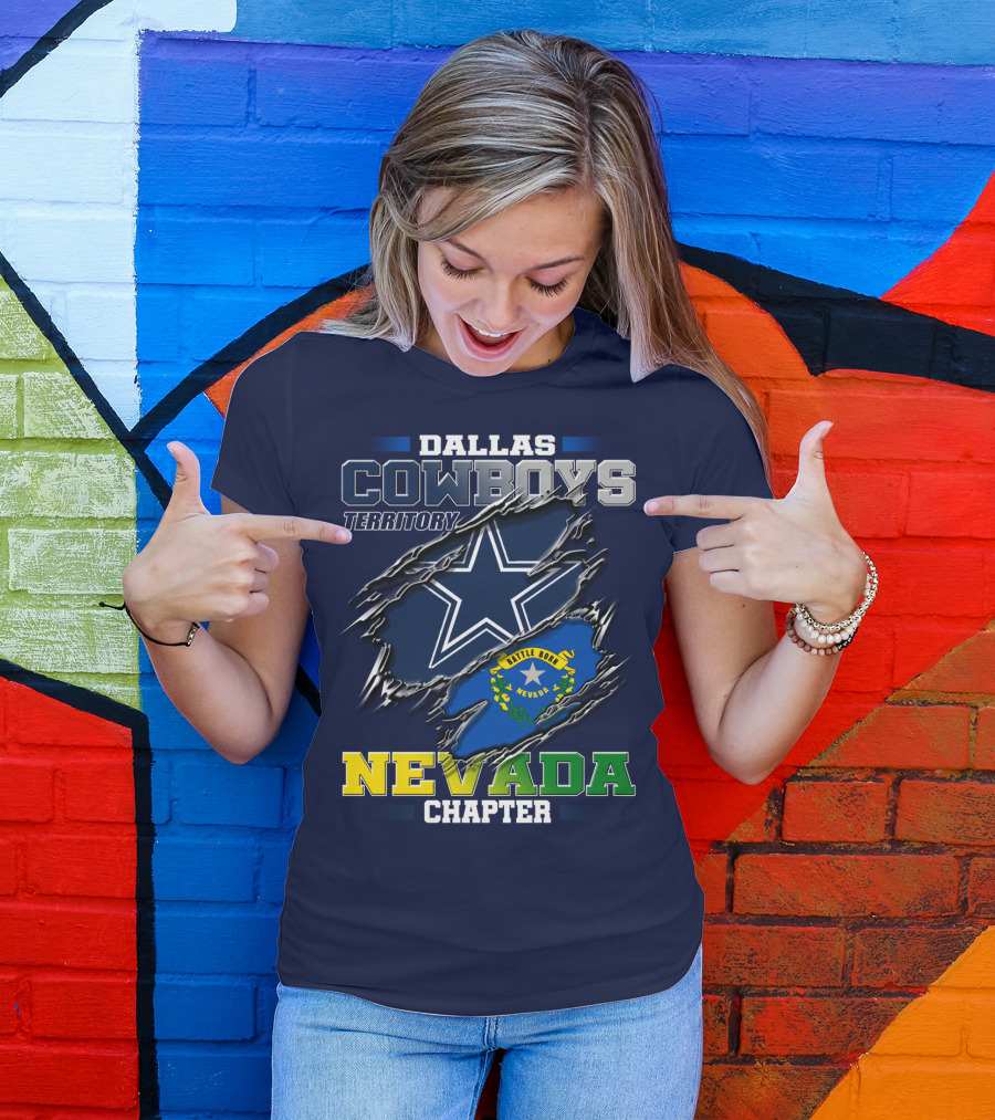 Dallas Cowboys Territory Nevada Chapter Battle Born Star Flag T-Shirt
