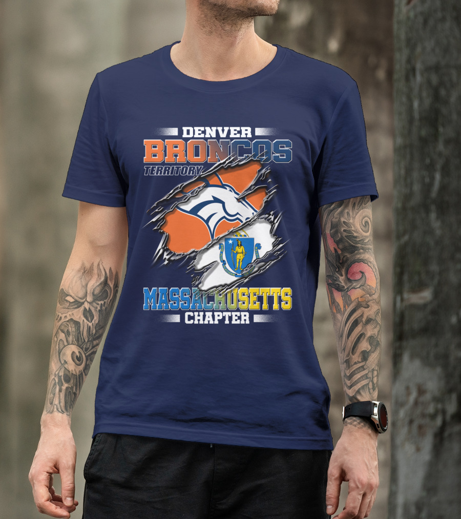 Denver Broncos Territory Massachusetts Chapter Flag T-Shirt