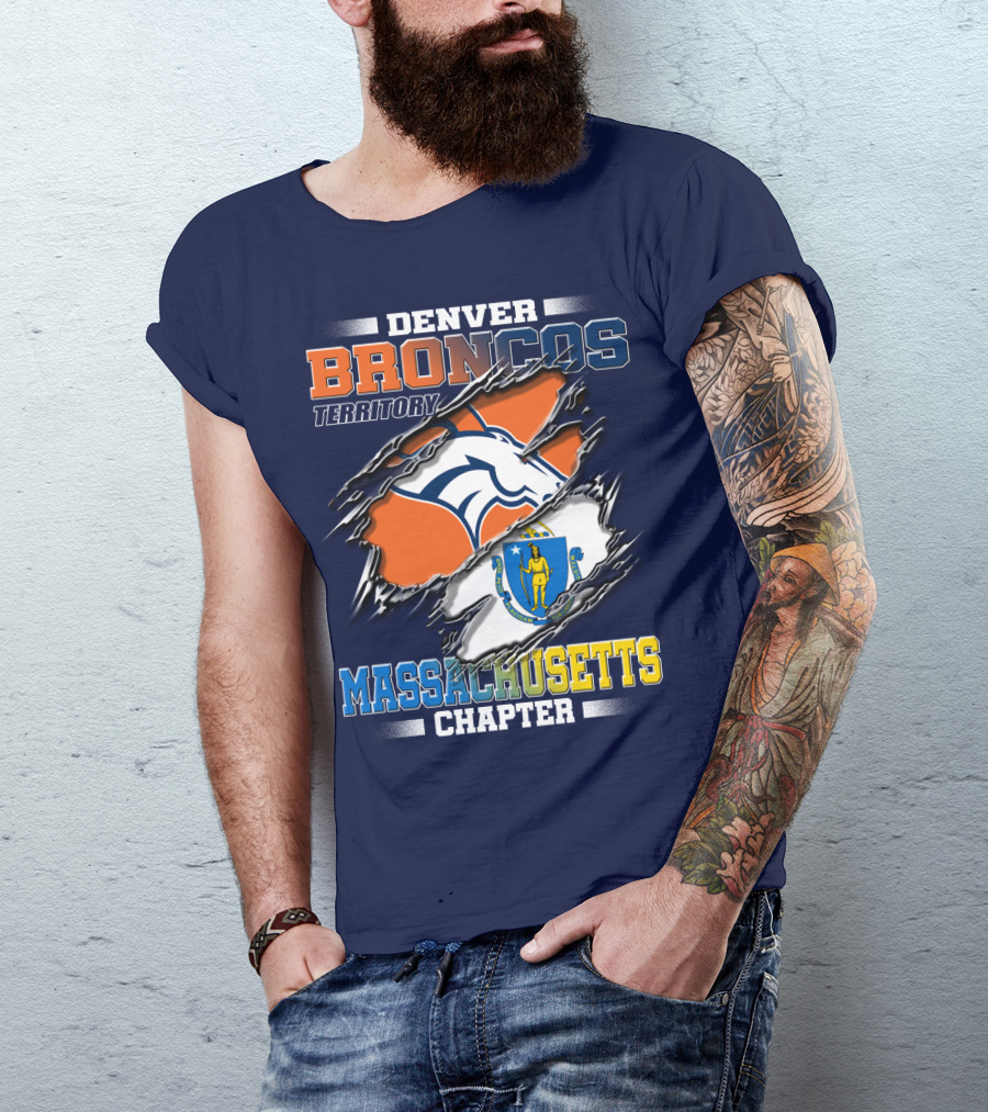 Denver Broncos Territory Massachusetts Chapter Flag T-Shirt