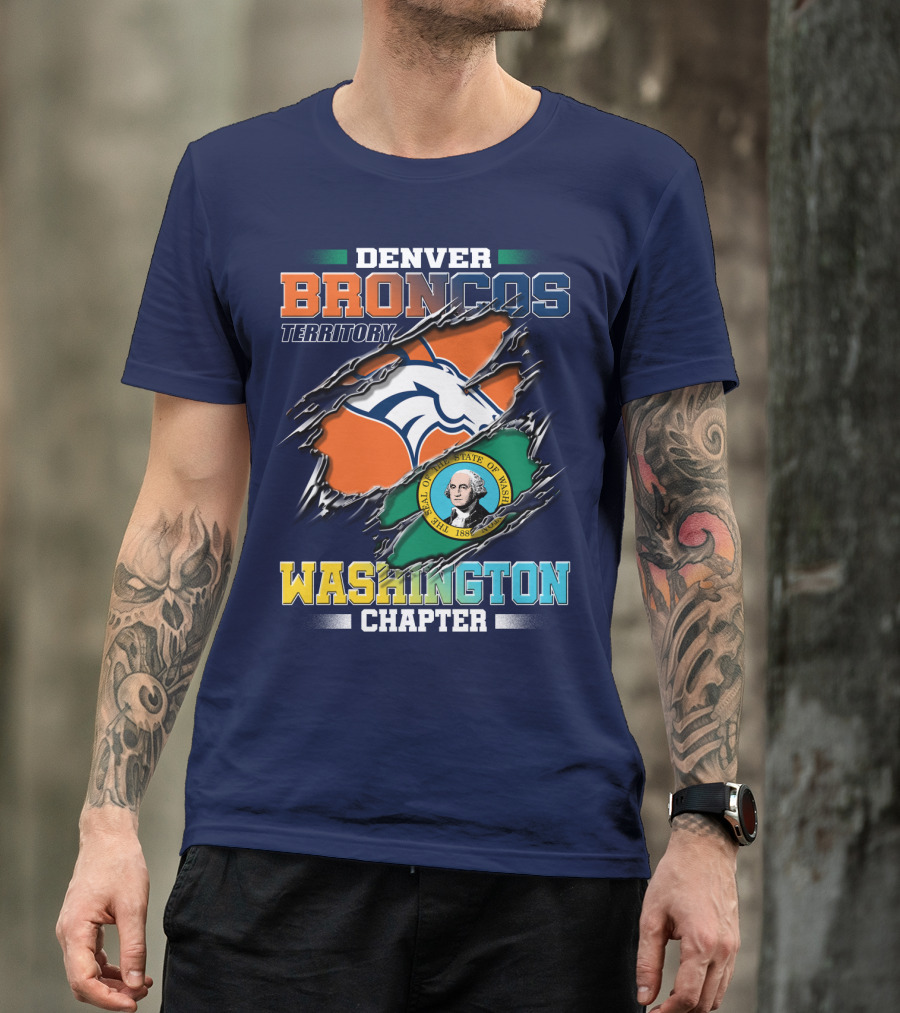 Denver Broncos Territory Washington Chapter Seal Of State Of Washington T-Shirt