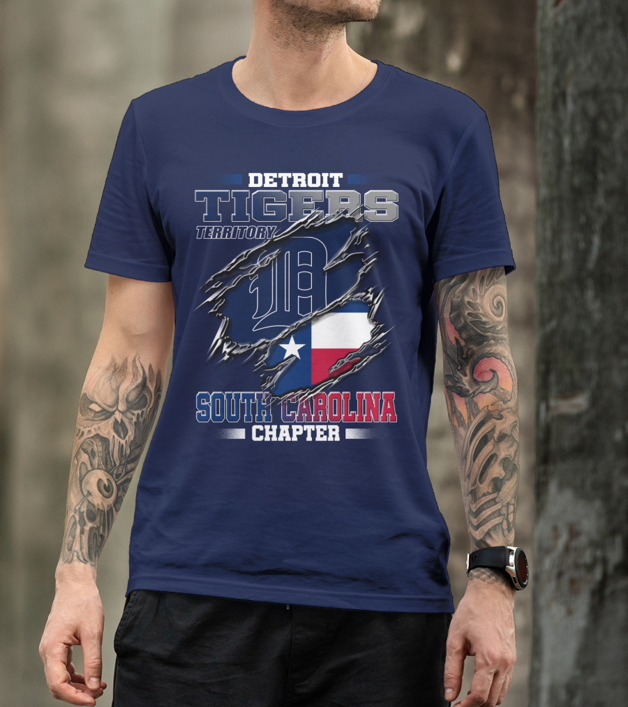 Detroit Tigers Territory South Carolina Chapter Texas Flag T-Shirt