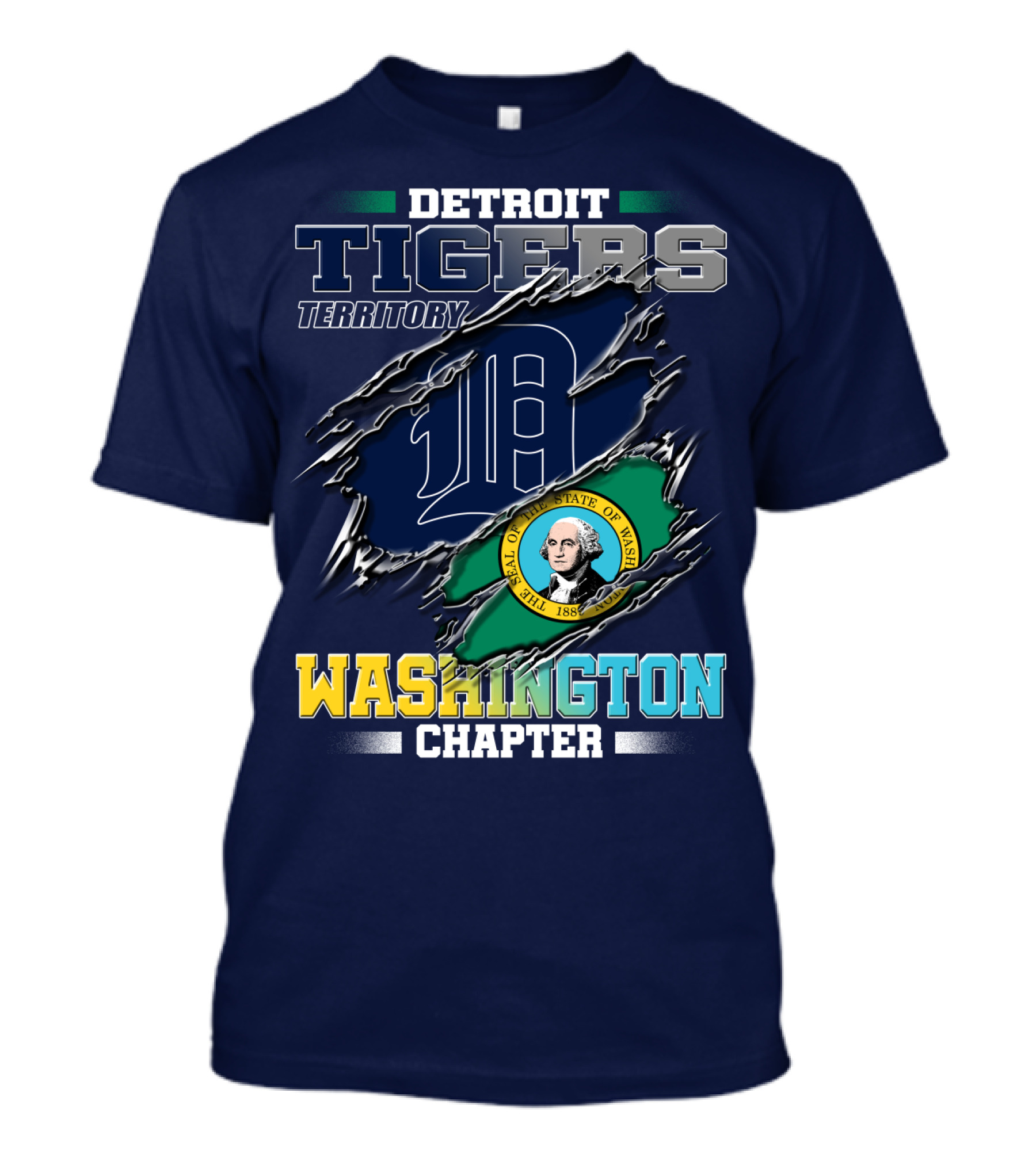 Detroit Tigers Territory Washington Chapter State Seal T-Shirt