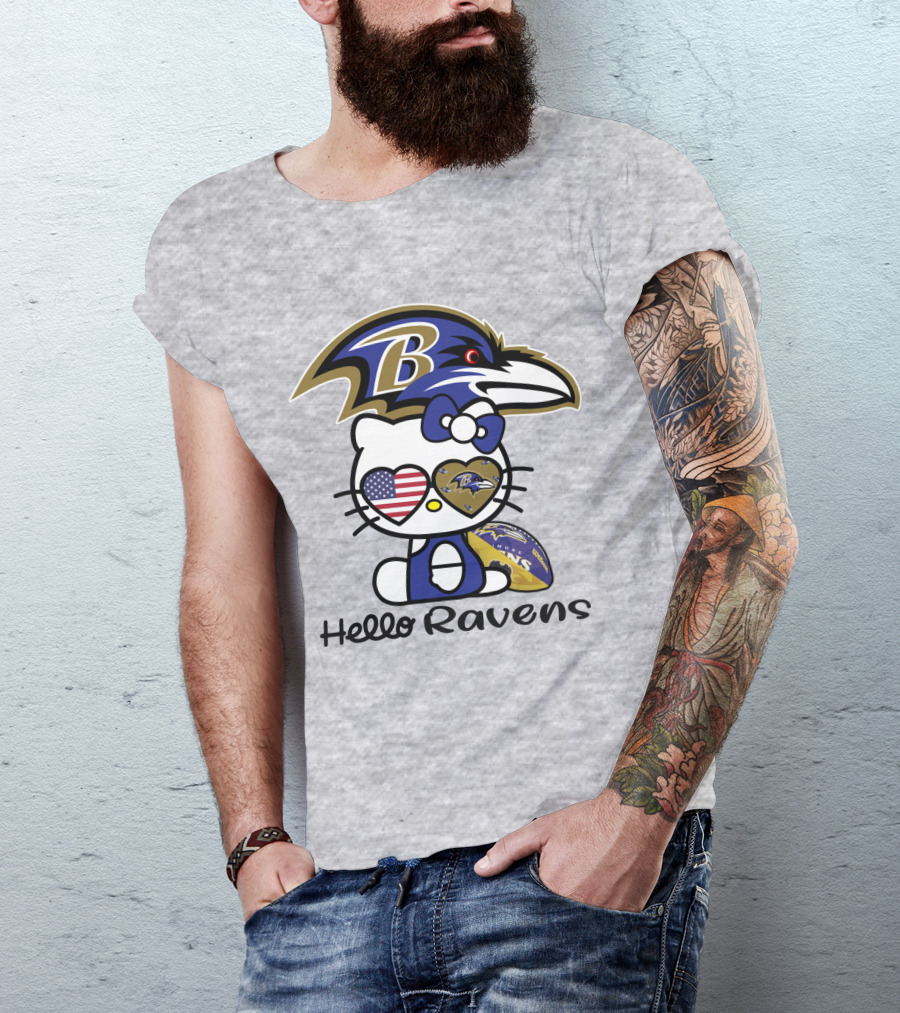 Hello Ravens Football Baltimore Ravens Hello Kitty T-Shirt