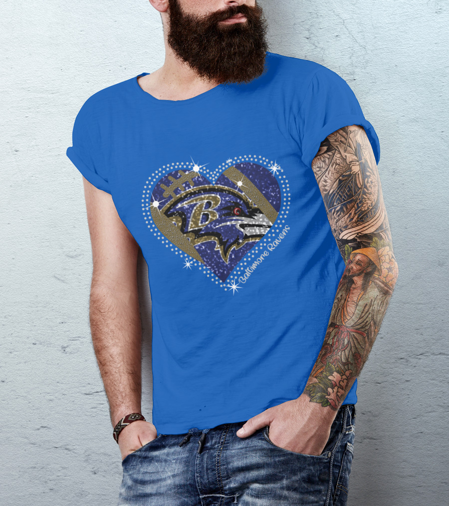 Baltimore Ravens Heart Football T-Shirt