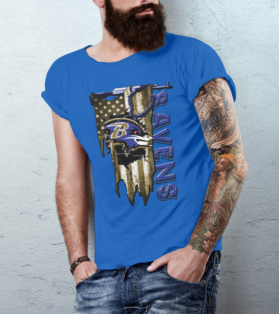 Baltimore Ravens American Flag Chain T-Shirt