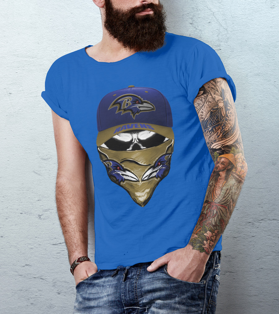 Baltimore Ravens Ravens Bandana And Logo Hat Combo T-Shirt