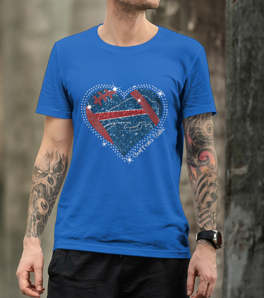 Buffalo Bills Heart Football Sparkle T-Shirt