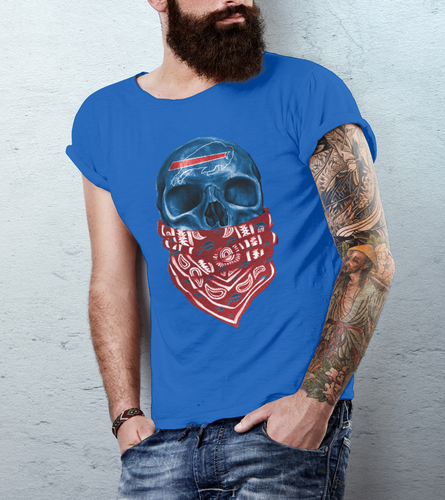 Buffalo Bills Skull With Bandana T-Shirt