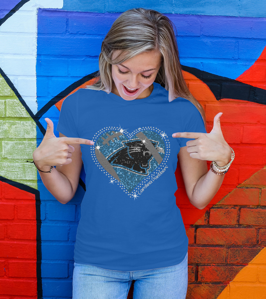 Carolina Panthers Heart Football T-Shirt