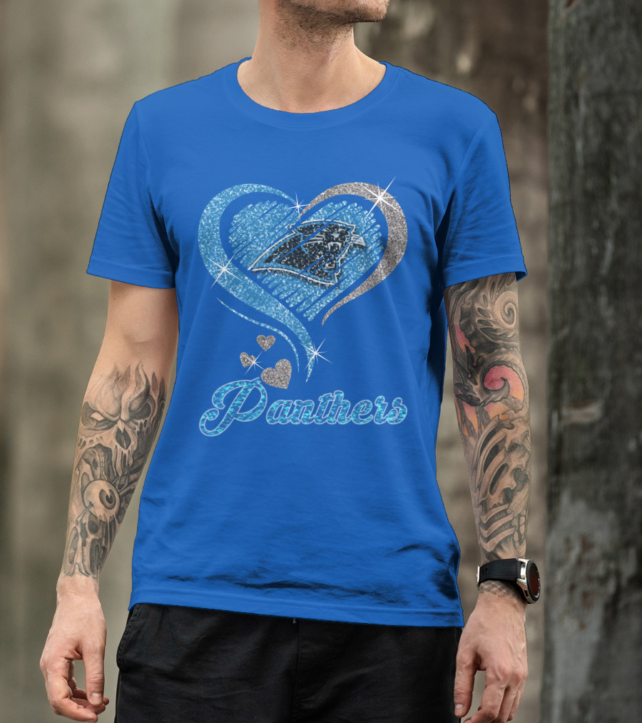 Panthers Heart Silver Blue T-Shirt