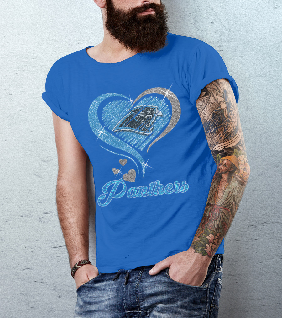 Panthers Heart Silver Blue T-Shirt