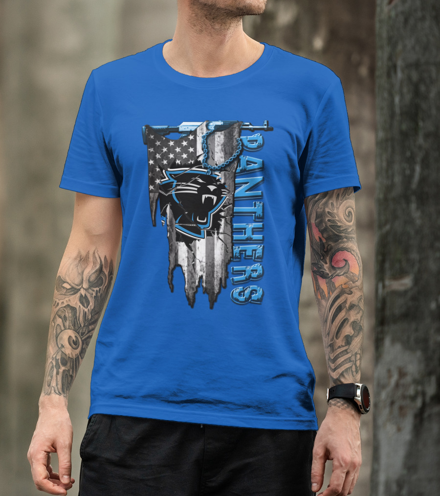 American Flag Carolina Panthers Logo Panthers T-Shirt