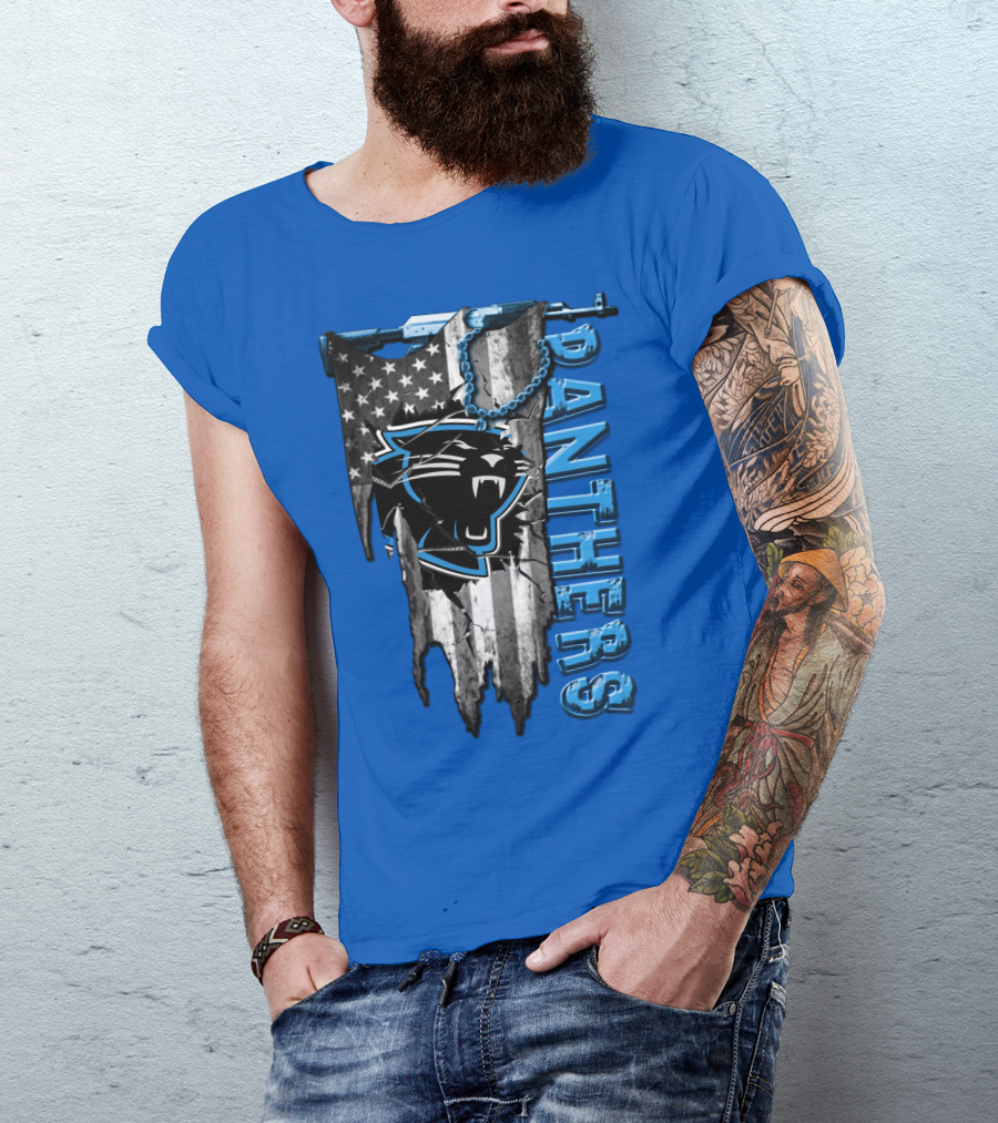 American Flag Carolina Panthers Logo Panthers T-Shirt