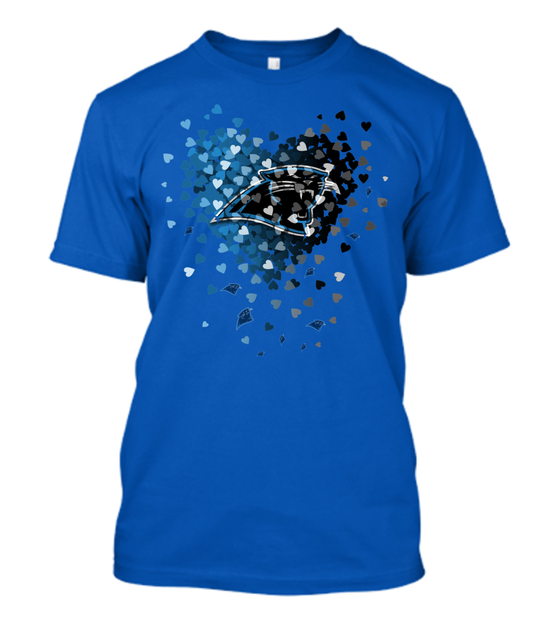 Carolina Panthers Heart-Shaped Blue And Black Logo T-Shirt