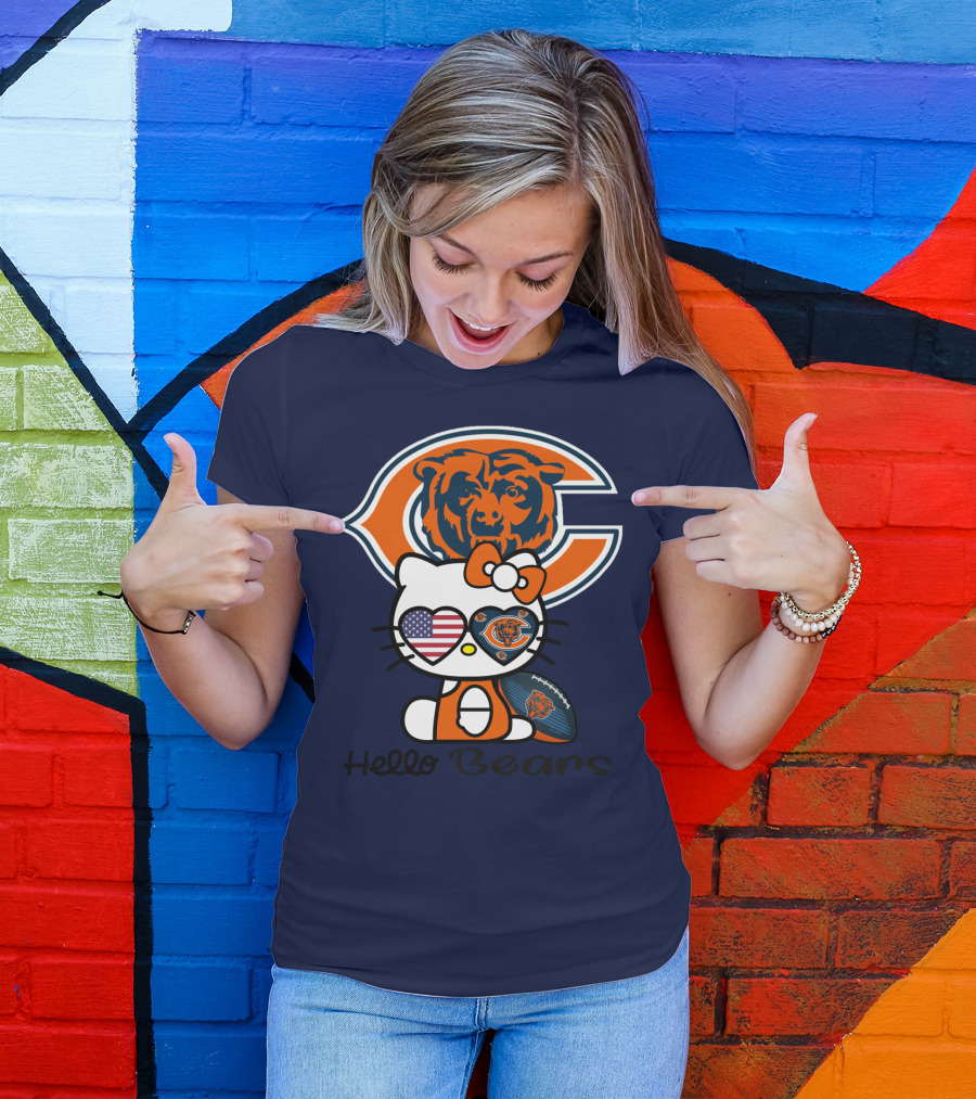 Hello Bears Chicago Bears Football Kitty T-Shirt