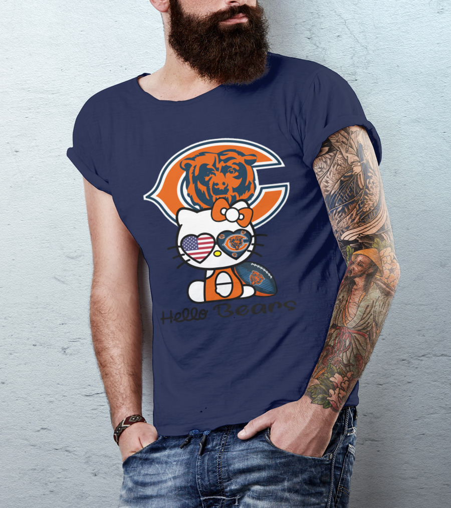 Hello Bears Chicago Bears Football Kitty T-Shirt