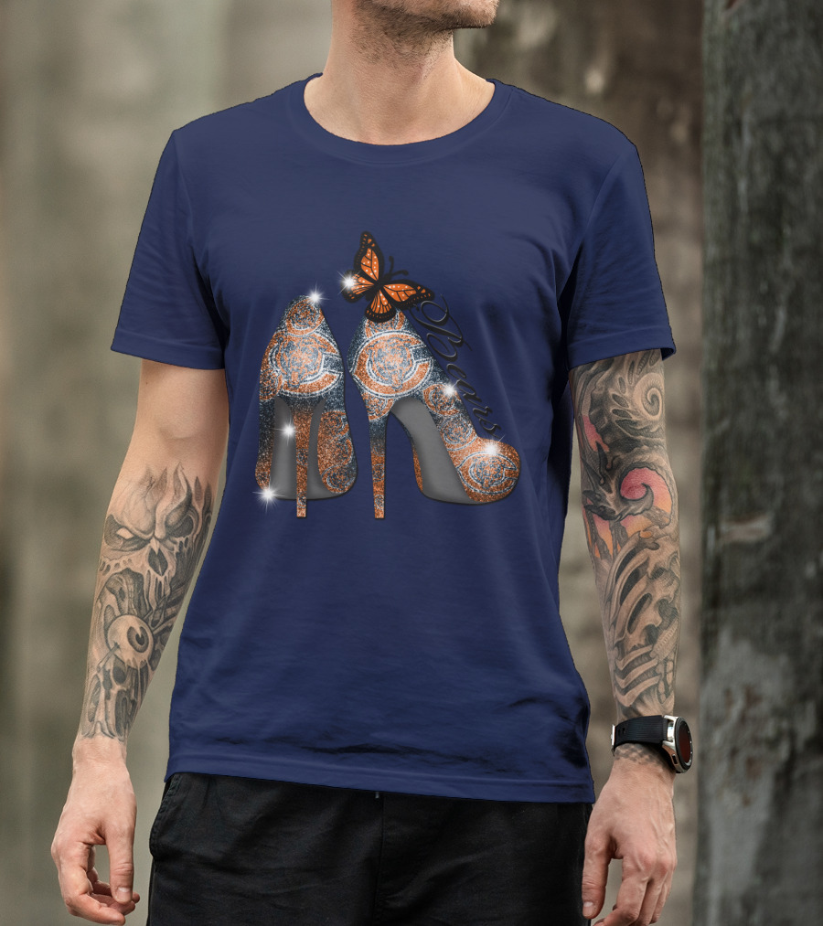 Chicago Bears High Heels Butterfly Sparkle Fashion T-Shirt