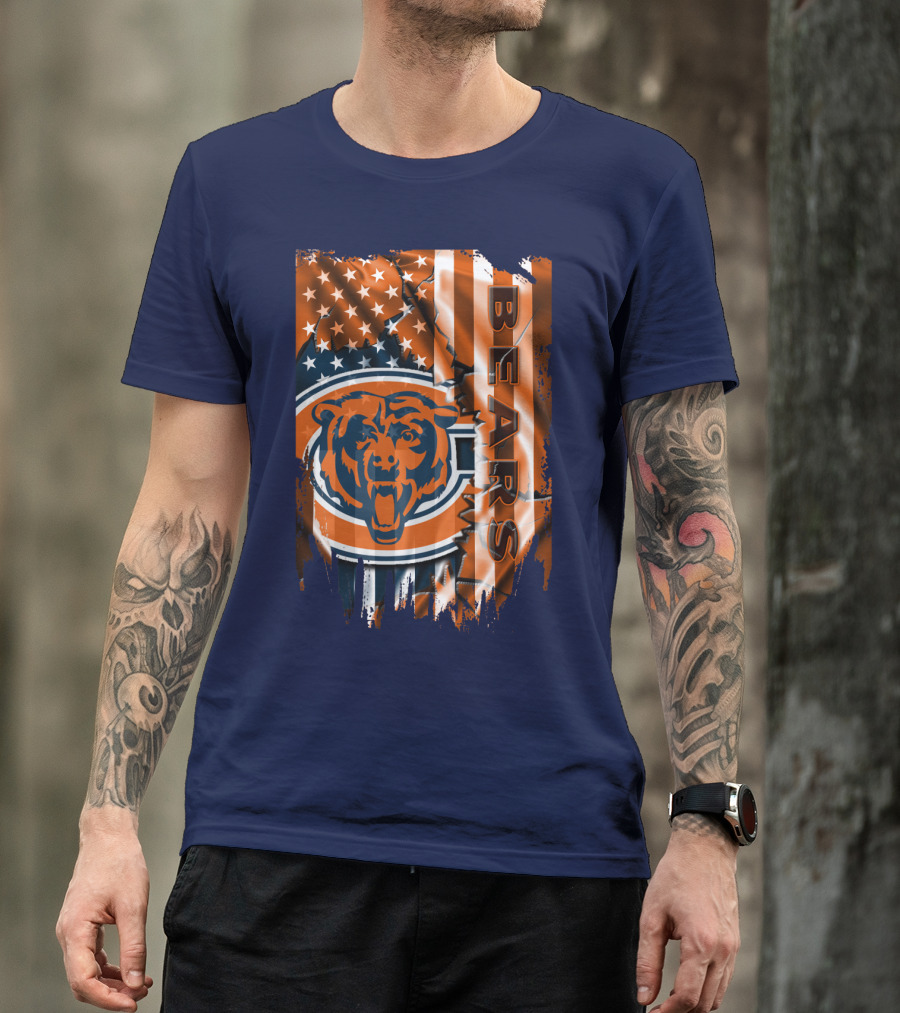 Chicago Bears American Flag Stars And Stripes T-Shirt