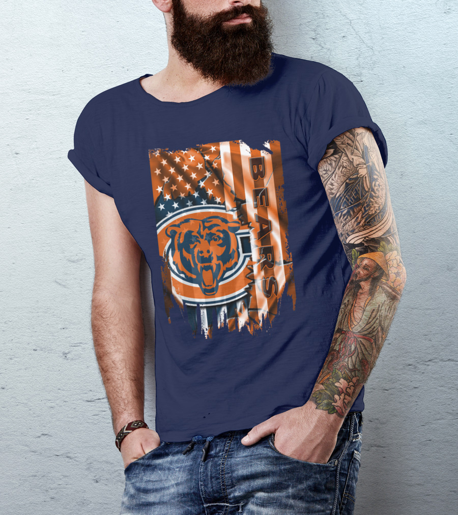 Chicago Bears American Flag Stars And Stripes T-Shirt
