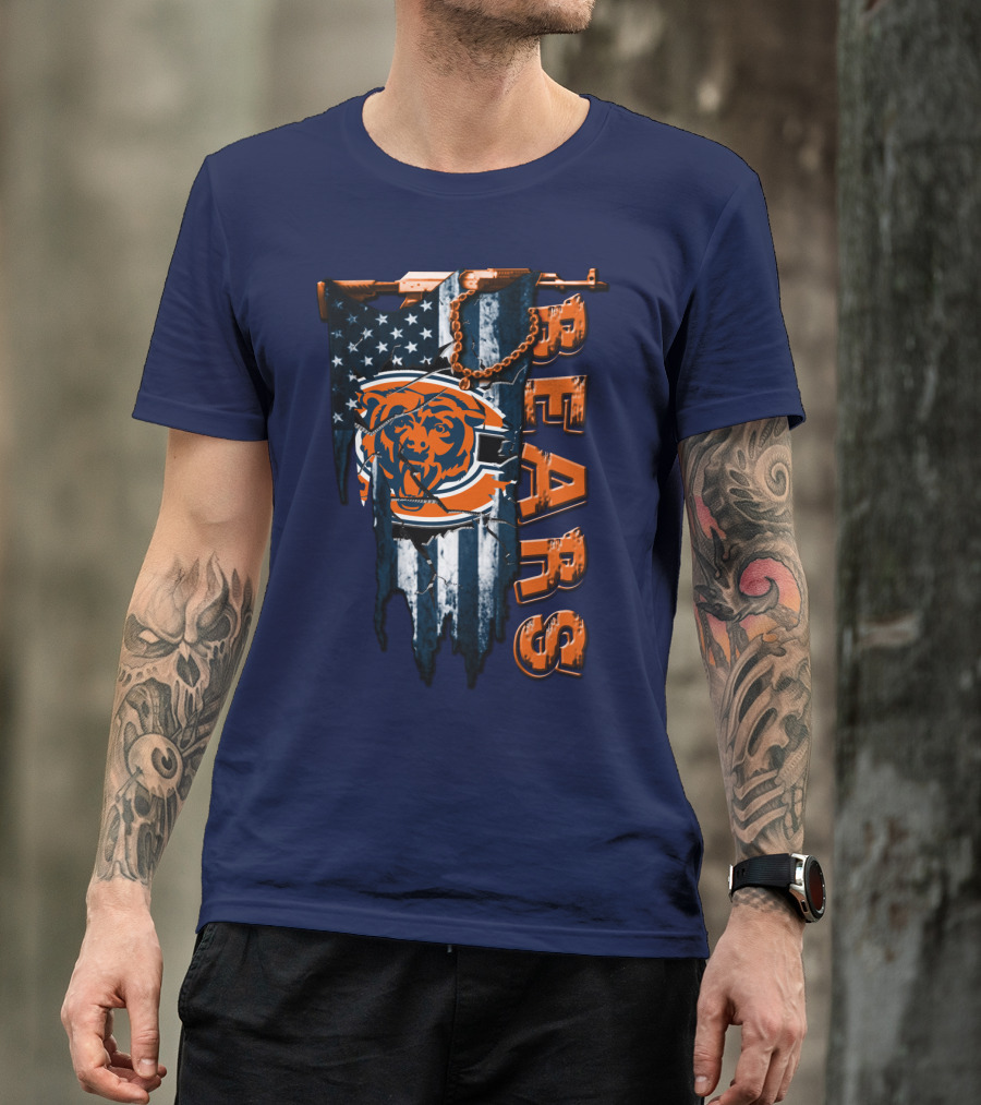 Chicago Bears American Flag Bear T-Shirt