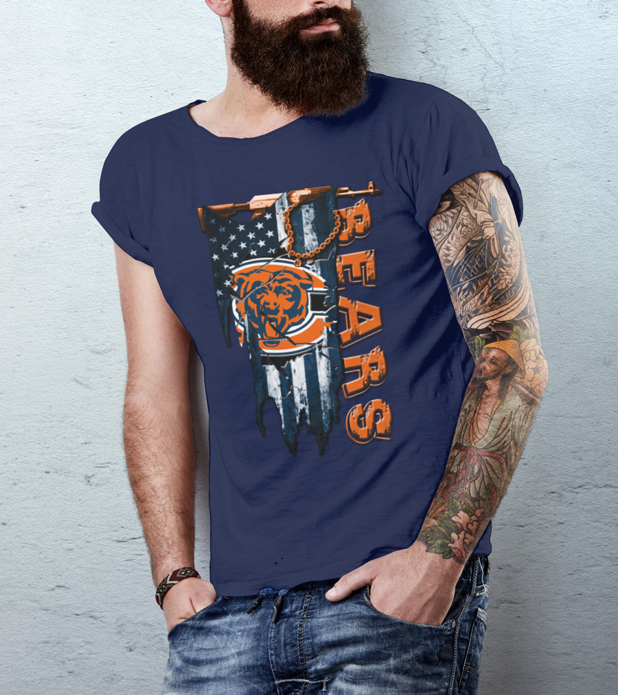 Chicago Bears American Flag Bear T-Shirt