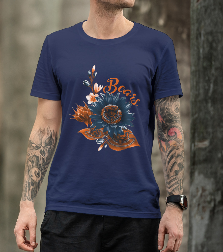 Bears Floral Design With Chicago Bears T-Shirt