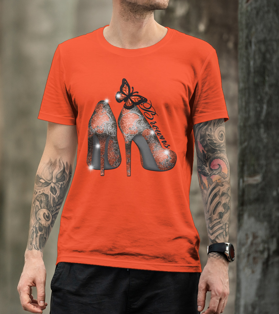 Cleveland Browns High Heels Butterfly Sparkle T-Shirt