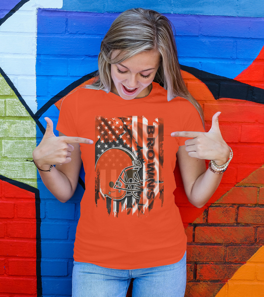 Browns American Flag Helmet T-Shirt