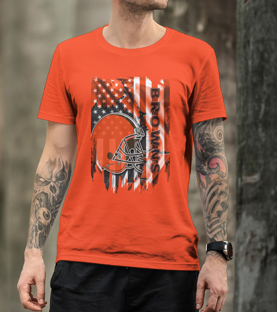 Browns American Flag Helmet T-Shirt