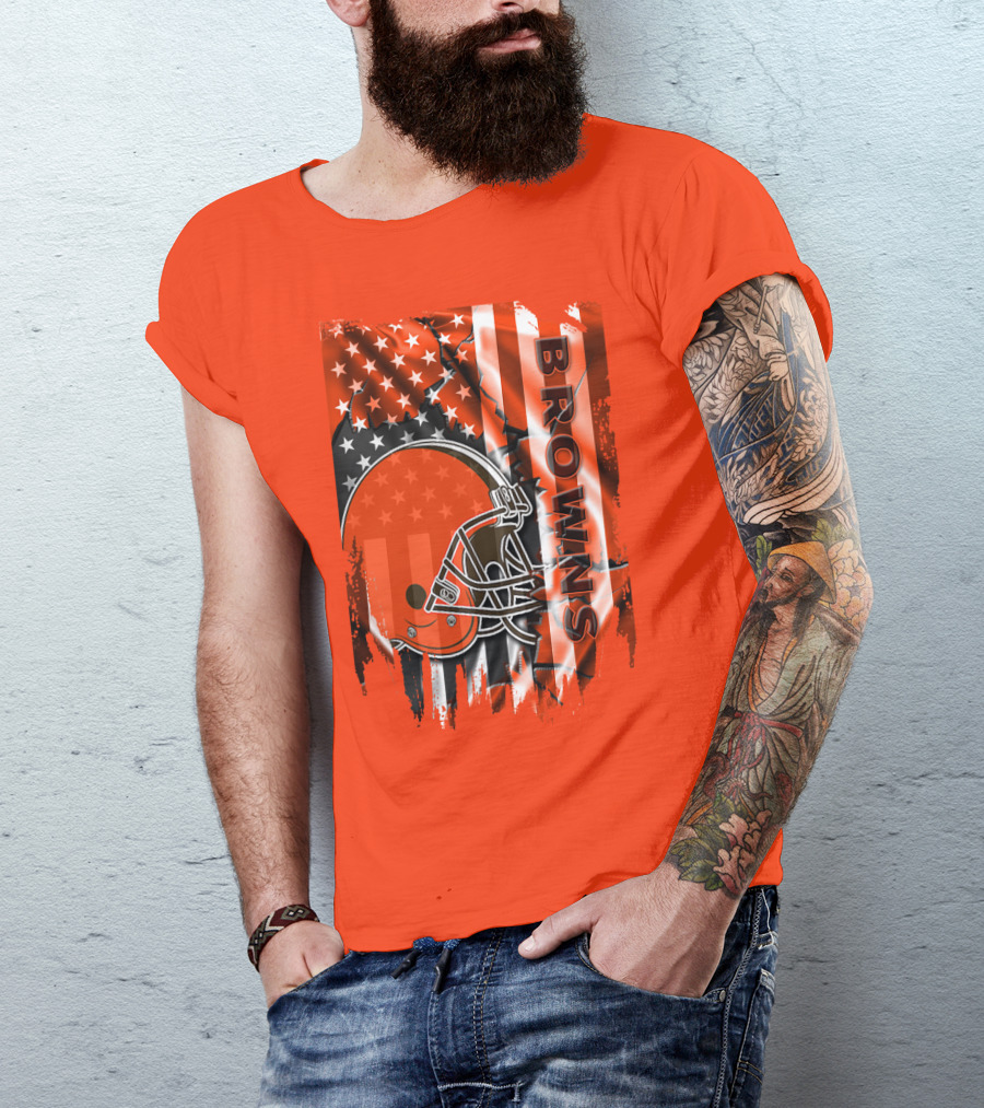 Browns American Flag Helmet T-Shirt