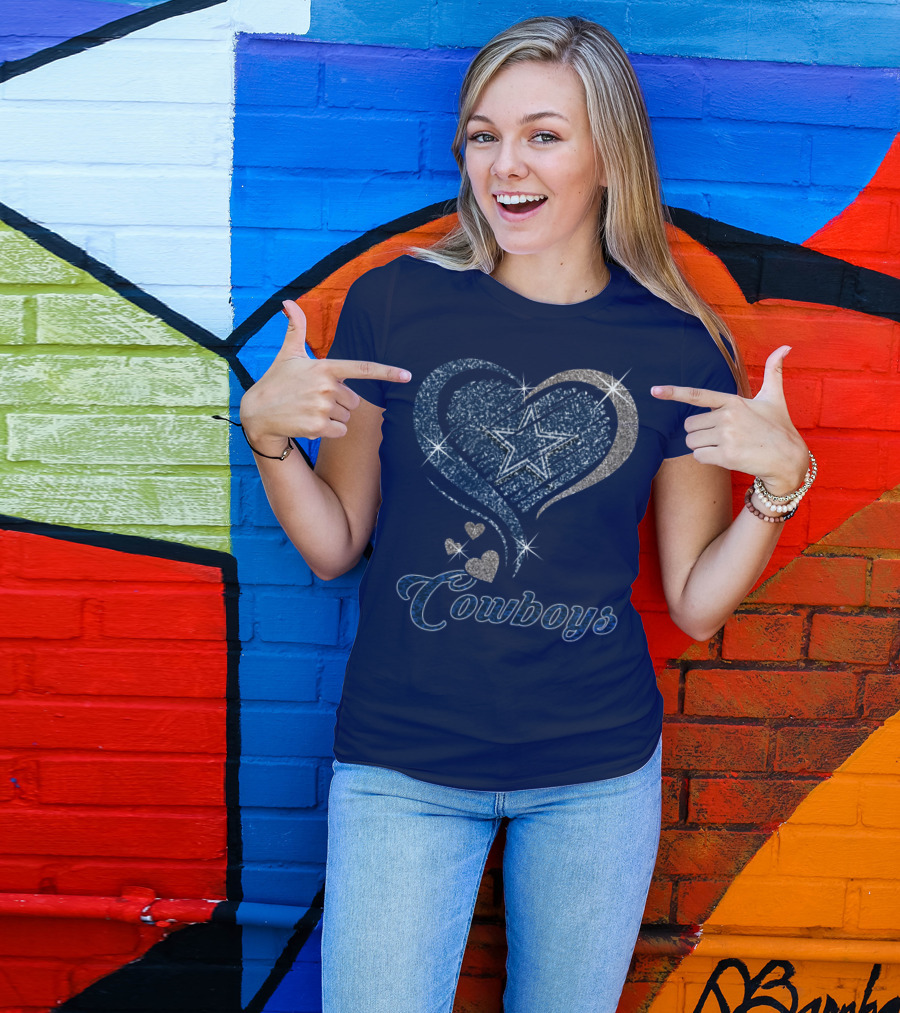 Cowboys Heart Star Glitter T-Shirt
