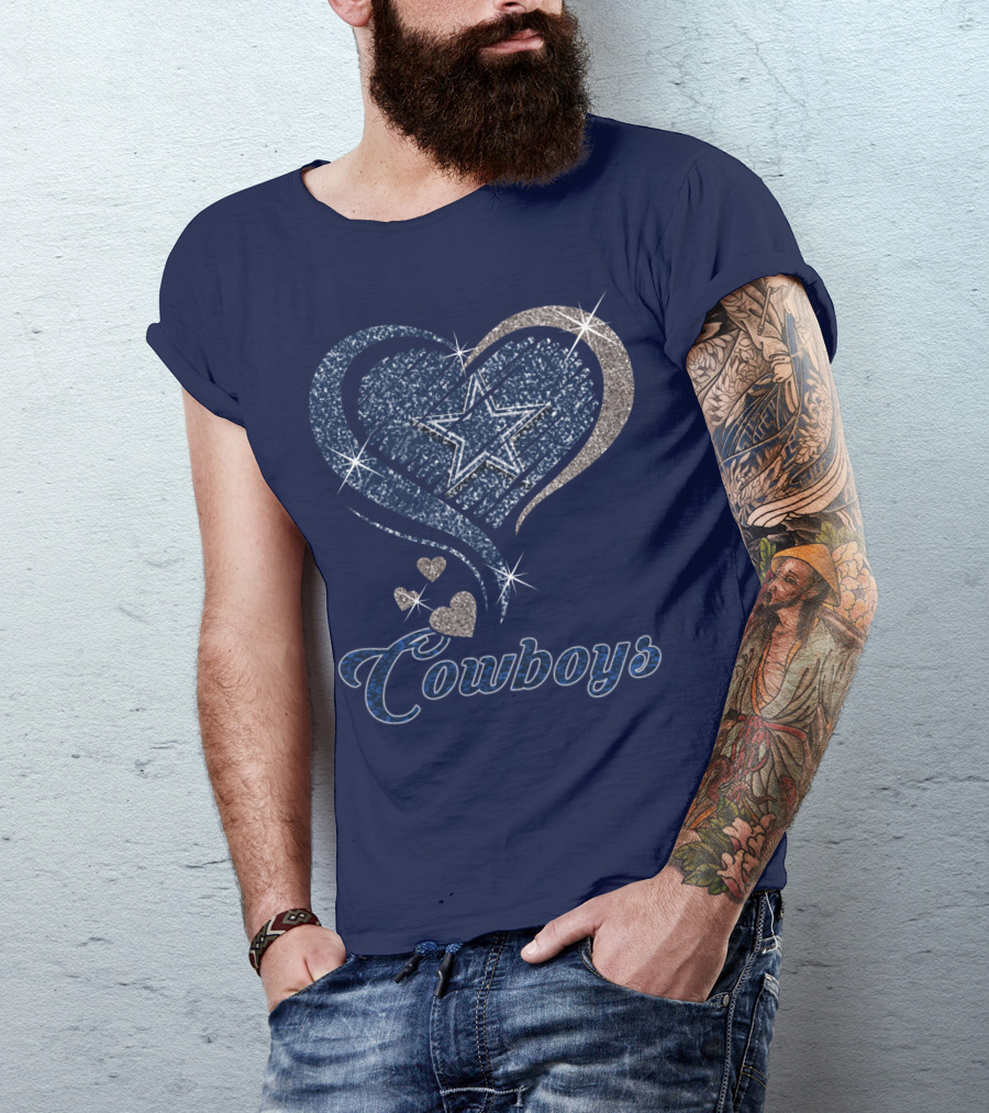 Cowboys Heart Star Glitter T-Shirt