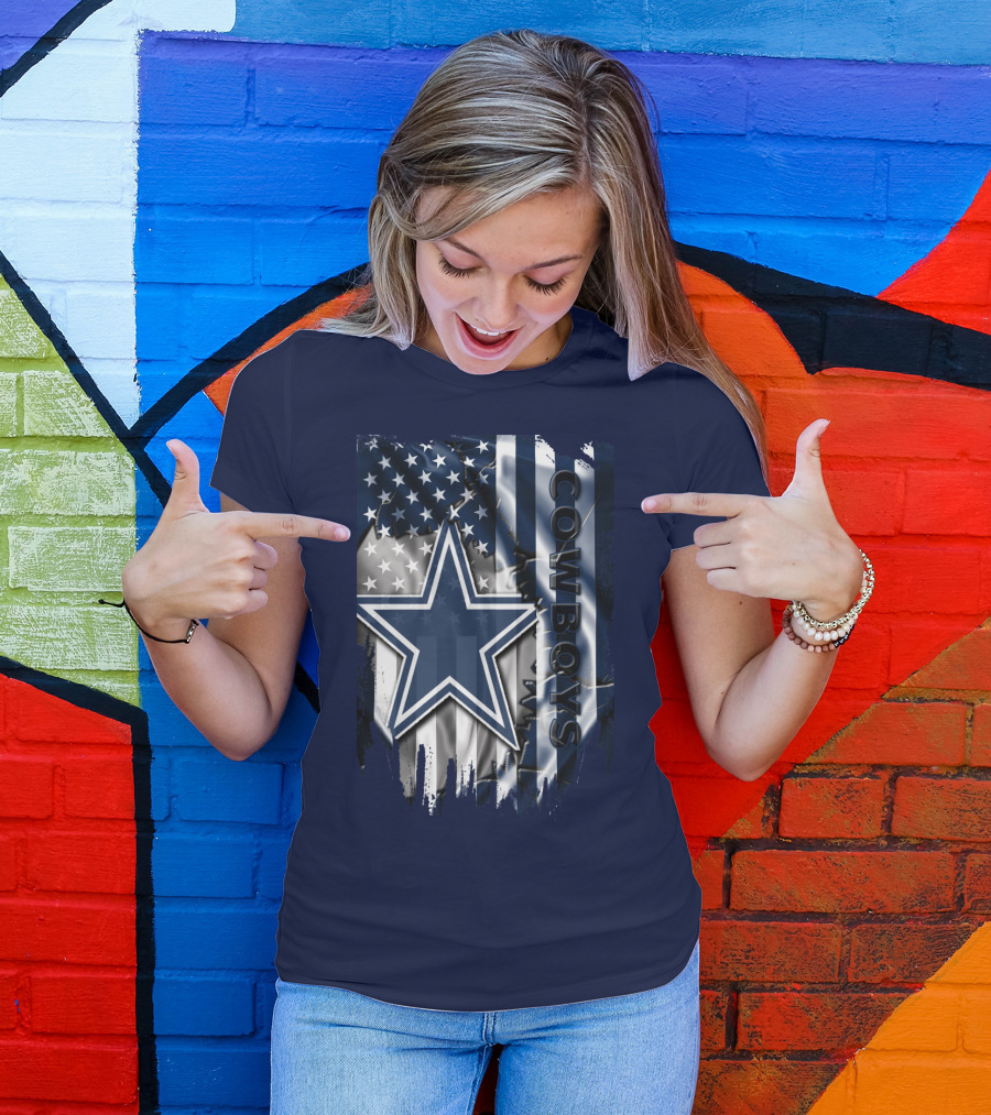 Cowboys American Flag Star Logo Navy Blue T-Shirt