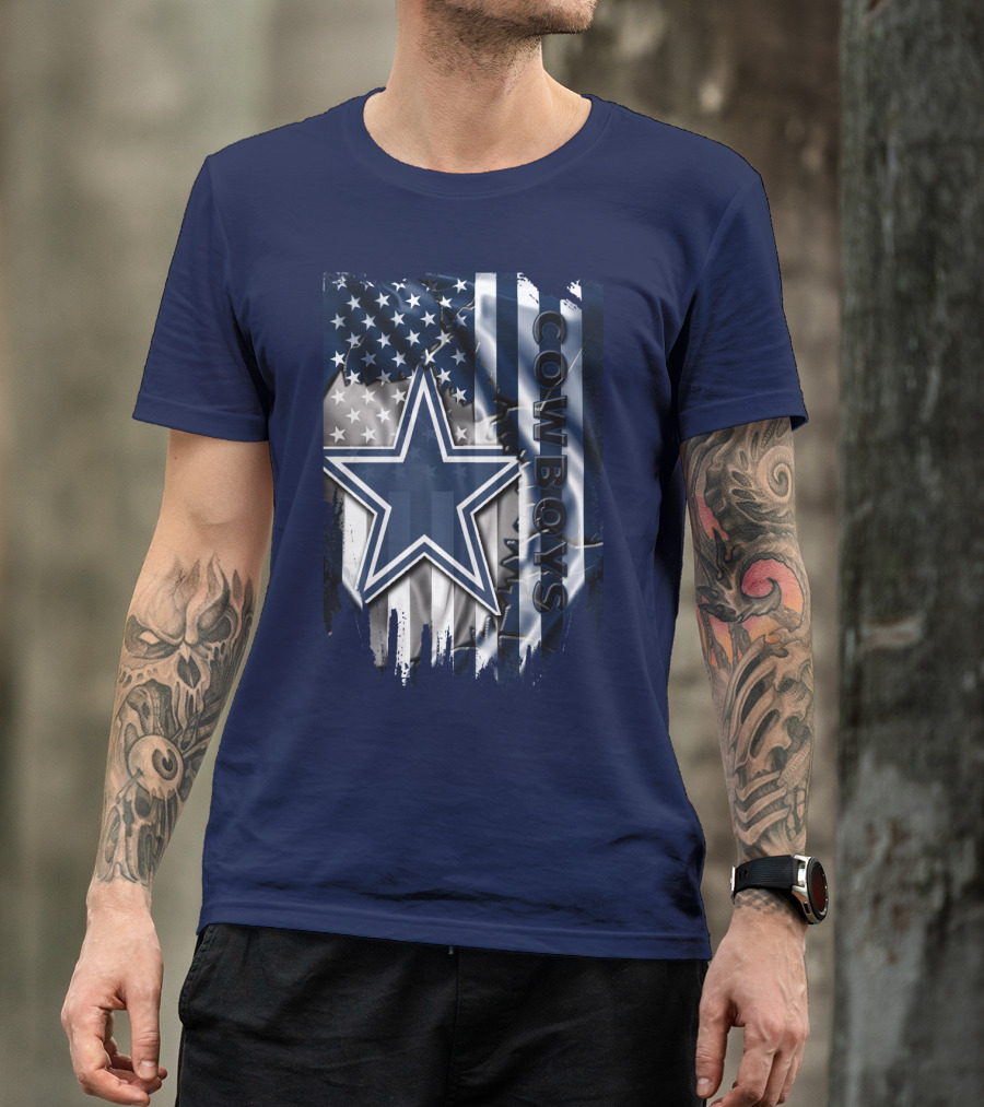 Cowboys American Flag Star Logo Navy Blue T-Shirt