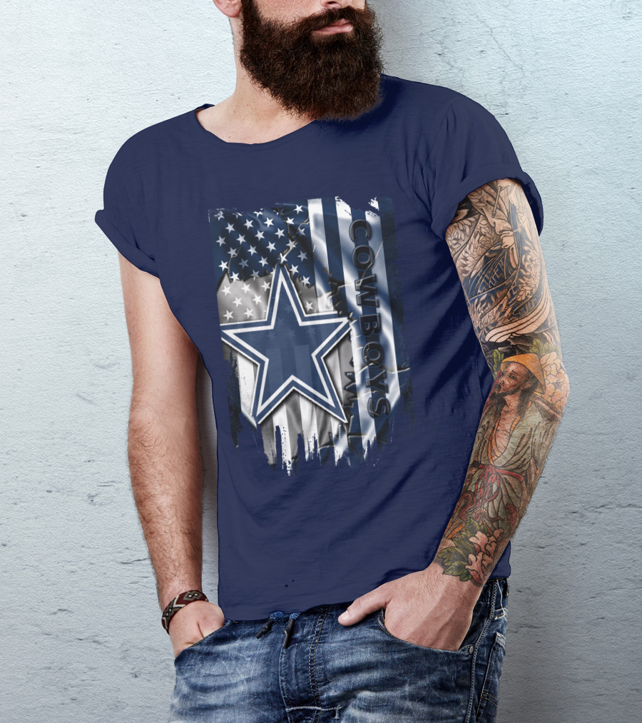 Cowboys American Flag Star Logo Navy Blue T-Shirt